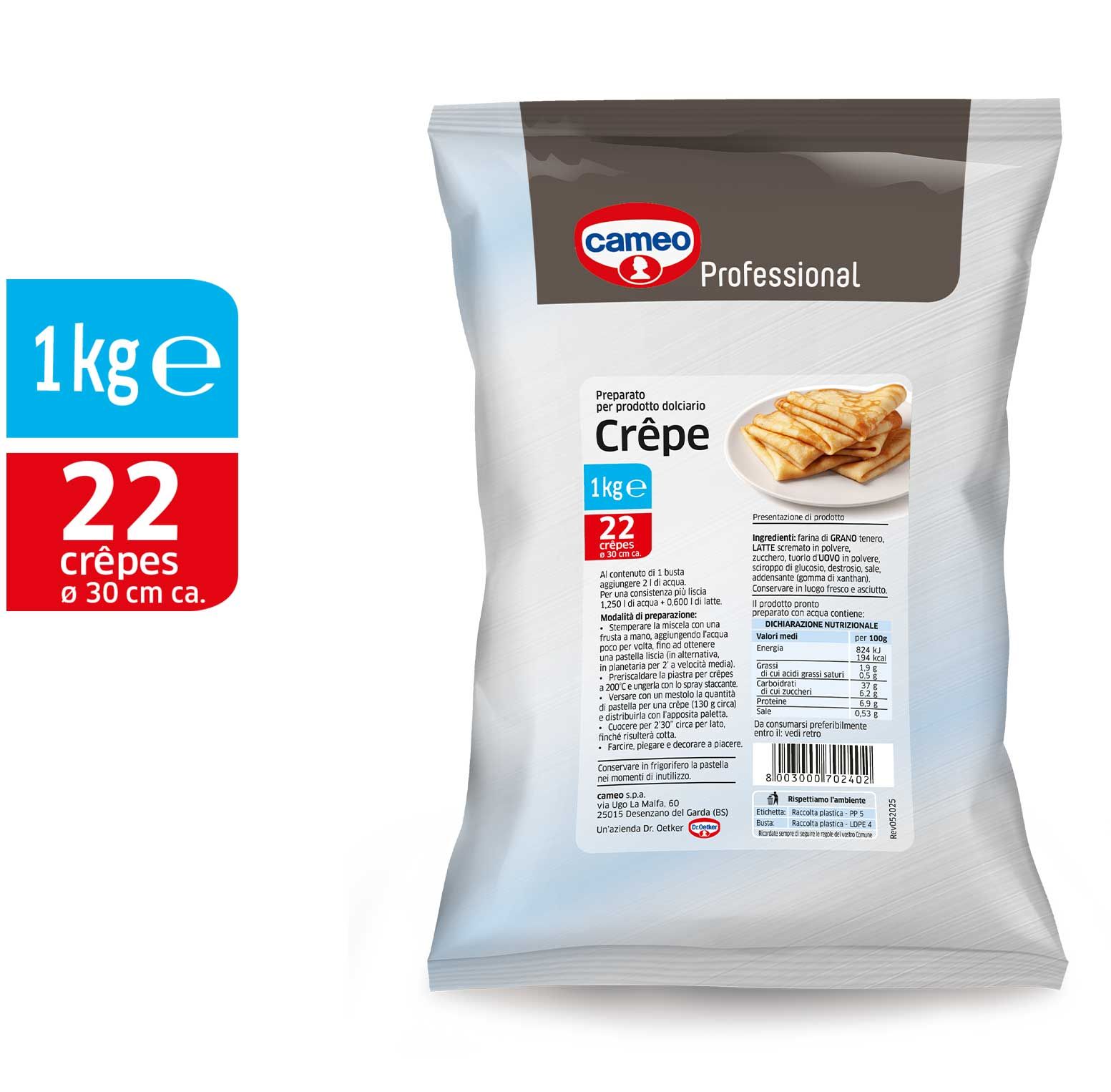 preparato per crepes in busta cameo professional