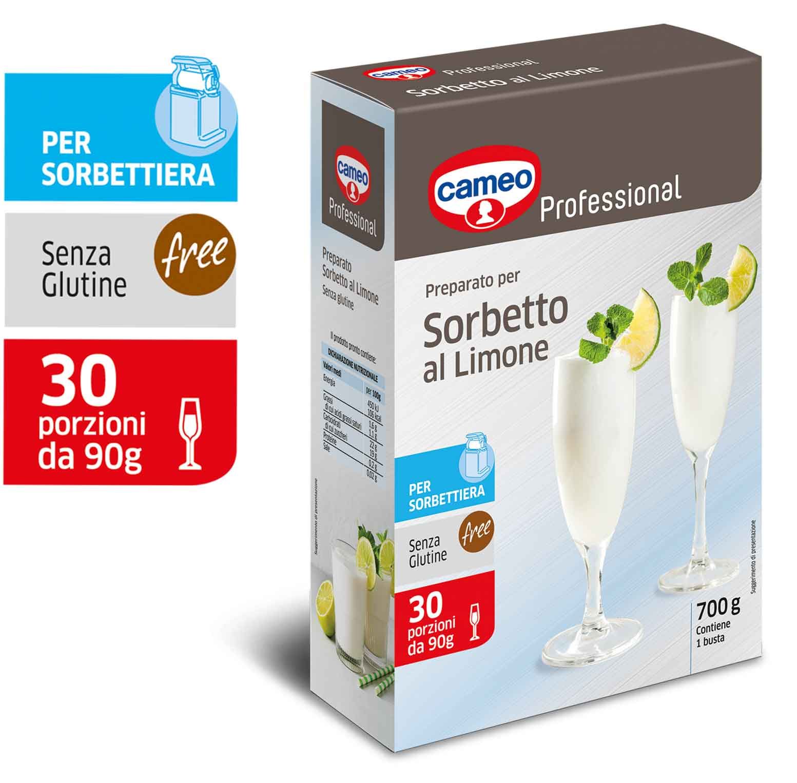 preparato per sorbetto al limone cameo professional